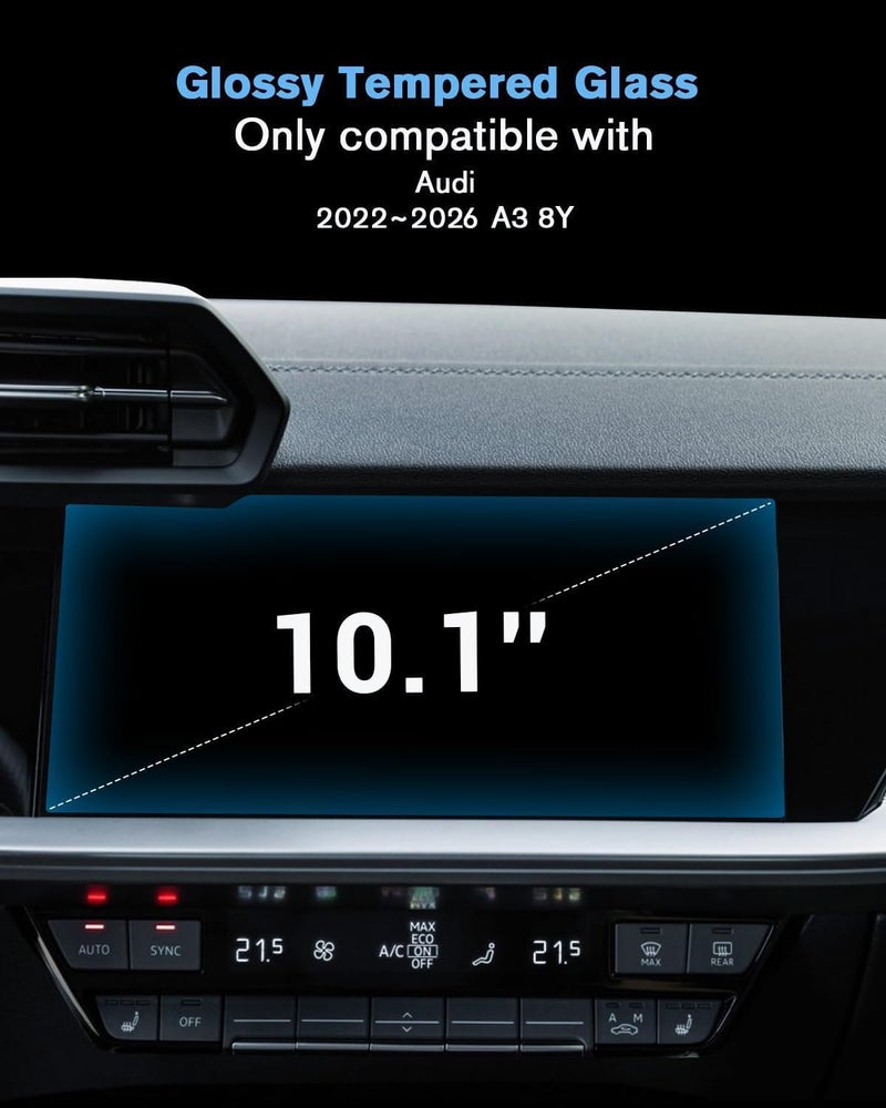 WEIPIN For Glossy Tempered Glass 2022 2023 2024 2025 2026 Audi A3 8Y 10.1 Inch Touchscreen Screen Protector - A3 8Y Accessories - Image 2
